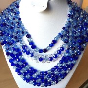 Blue glass bead torsade necklace